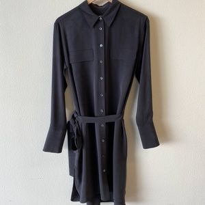 Equipment Delaney Tie Waist Shirtdress Black M